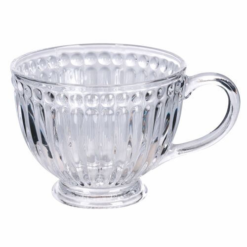 Tazza jumbo 420 ml in vetro, decori in rilievo, Imperial