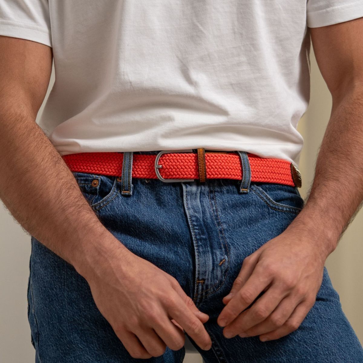 Cintura elastica intrecciata Rosa pesca