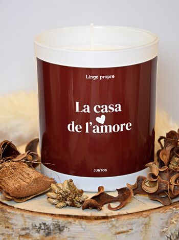 Bougie parfumée – La casa de l'amore – Pot réutilisable avec étiquette waterproof 1