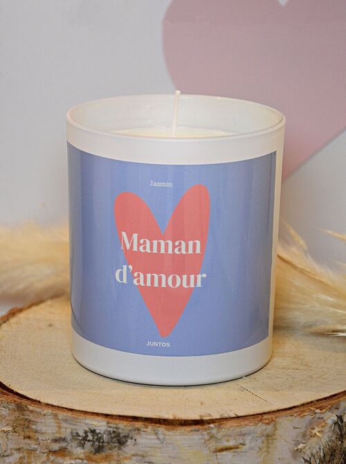 Bougie parfumée – Maman d'amour – Pot réutilisable avec étiquette waterproof