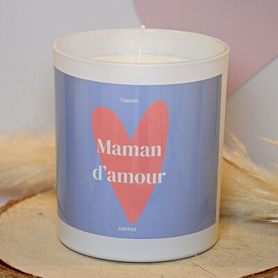 Bougie parfumée – Maman d'amour – Pot réutilisable avec étiquette waterproof