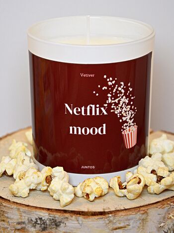 Bougie parfumée – Netflix mood – Pot réutilisable étiquette waterproof 1