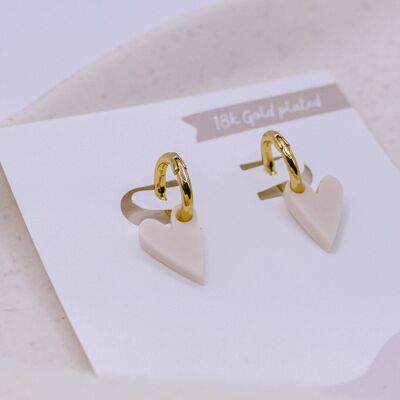 Earrings heart hoop earrings made of acrylic white hearts - light stud earrings hearts