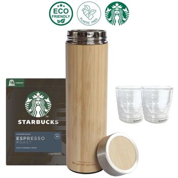 Compra Set de regalo de Navidad, Set de regalo de café, Paquete de café  Starbucks con termo de bambú de ganso verde y 2 vasos Nespresso Lungo