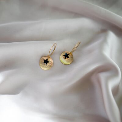 Black Star - 18k gold plated hoops with star
