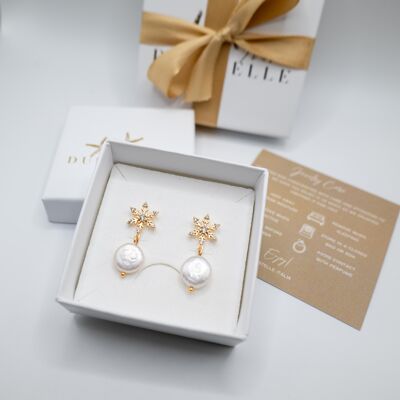 NEVE - 18k Gold plated zirconia and pearl earrings
