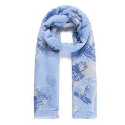 Blue landscape scarf