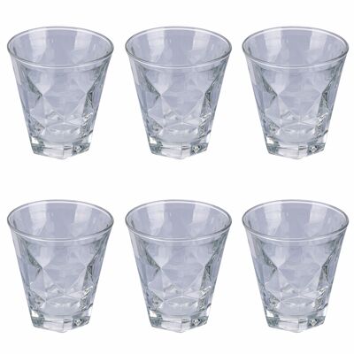 Set mit 6 Wassergläsern 280 ml aus bearbeitetem Glas, Glace Charm