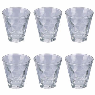 Set of 6 water glasses 280 ml in worked glass, Glace Charm
