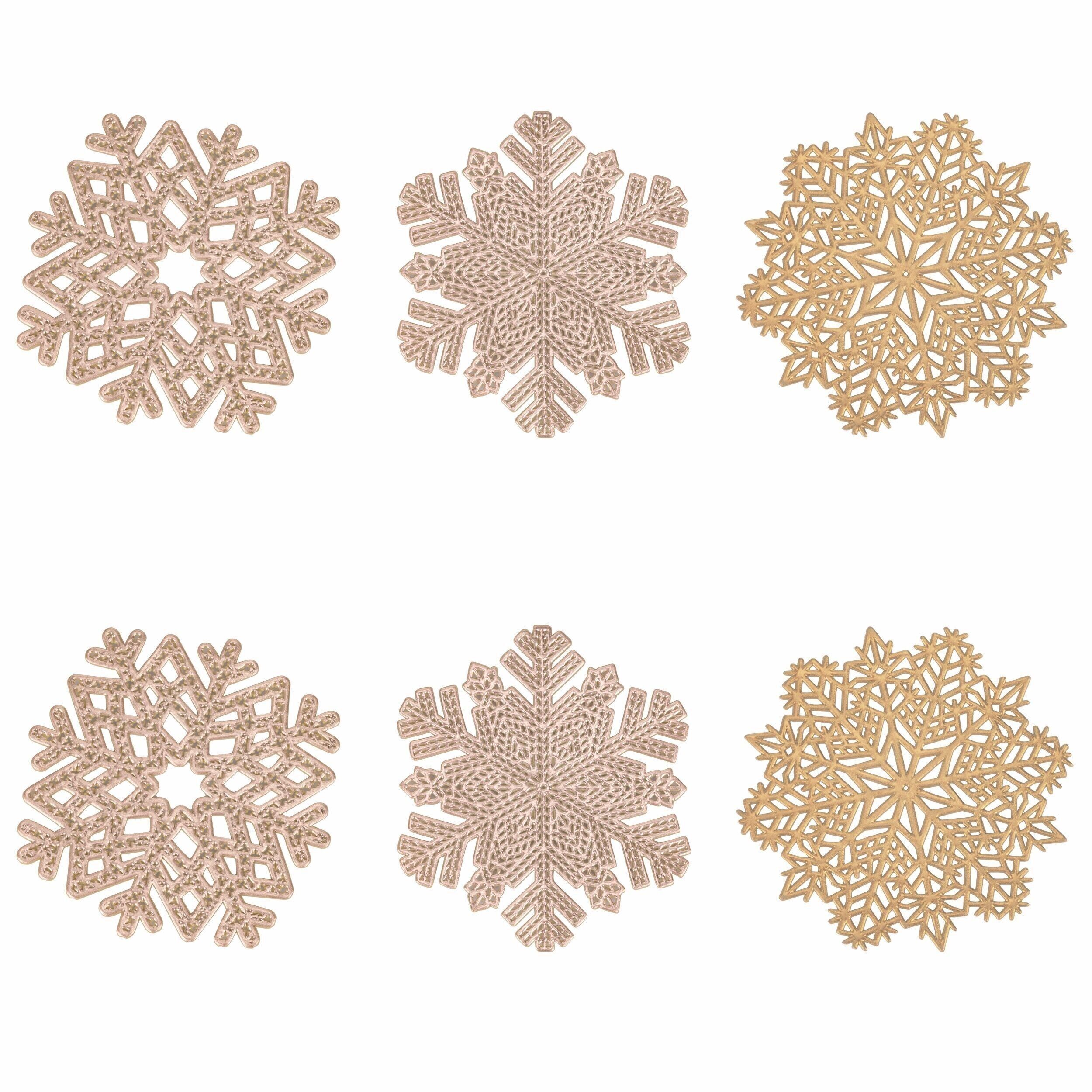Set mit 6 goldenen Schneeflocken-Untersetzern Ø10 cm, Gold