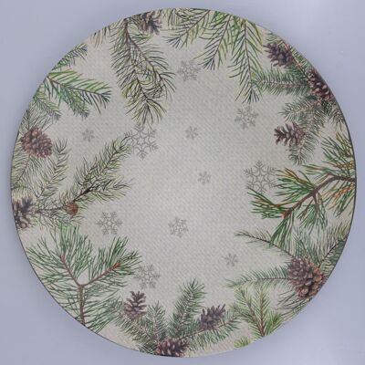 Christmas charger Ø40cm, pine cones-pine branches decoration, Noel
