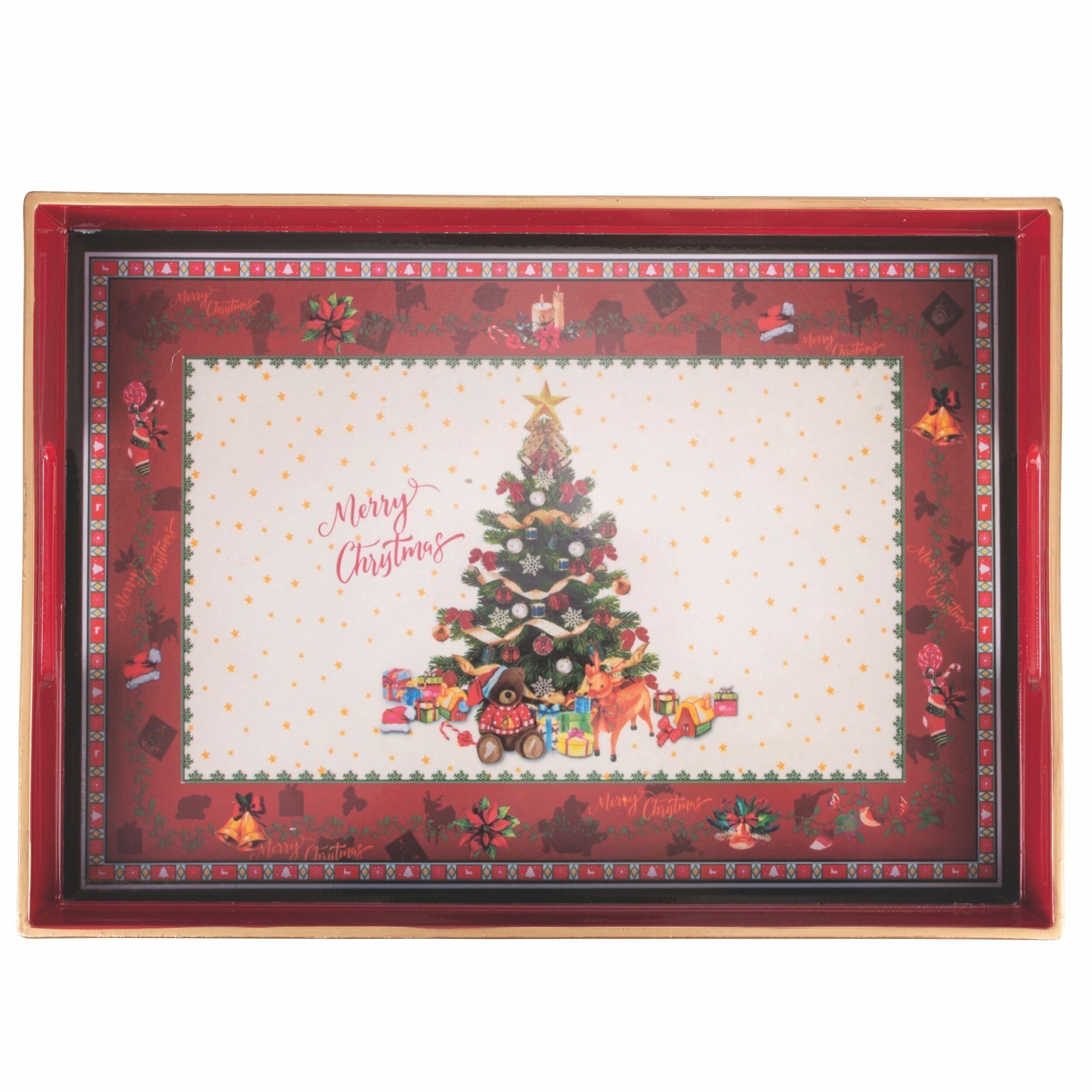 Weihnachtstablett 35x25 cm, mit Griffen, Baum, Noel