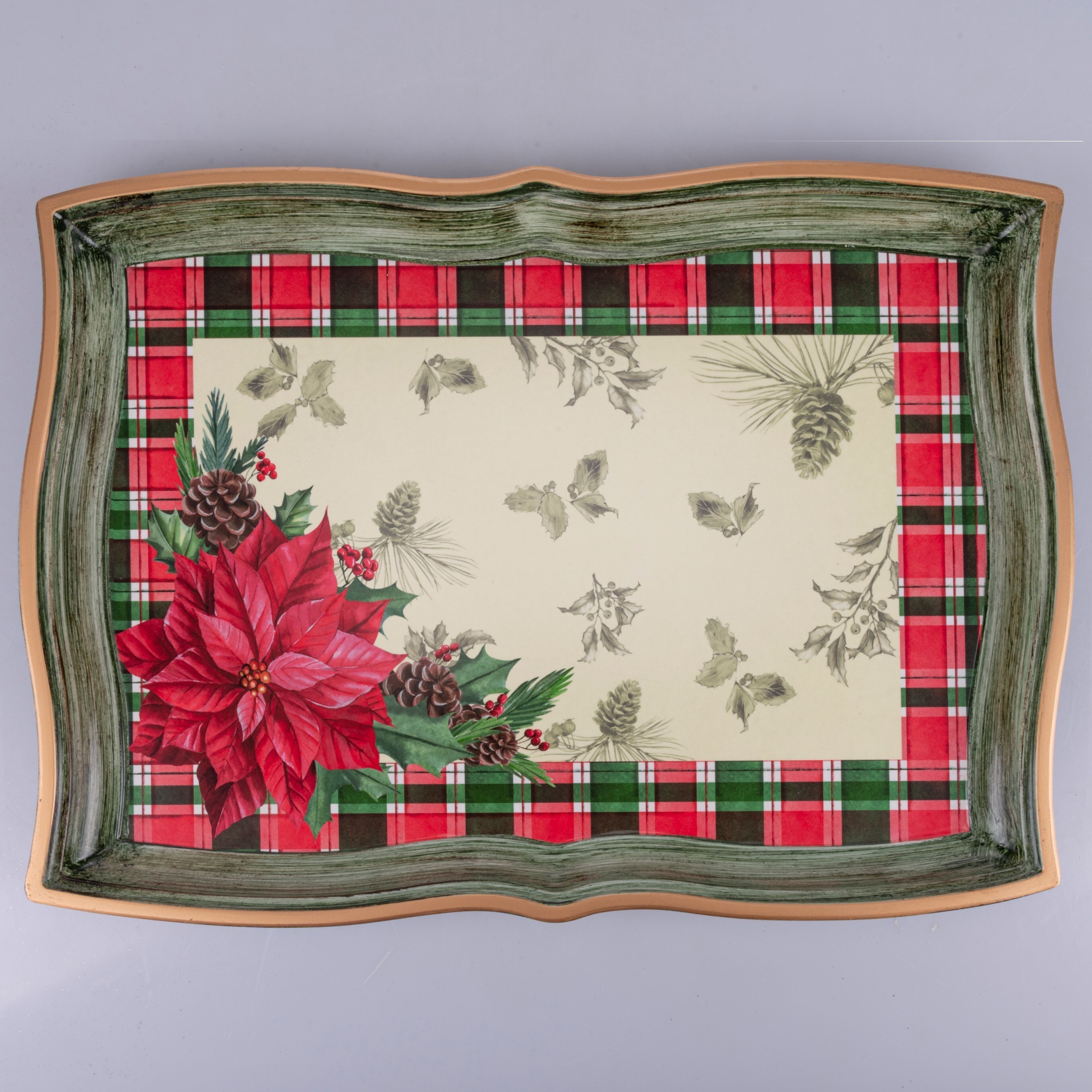 Weihnachtstablett 43x32 cm, Stechpalme, Noel