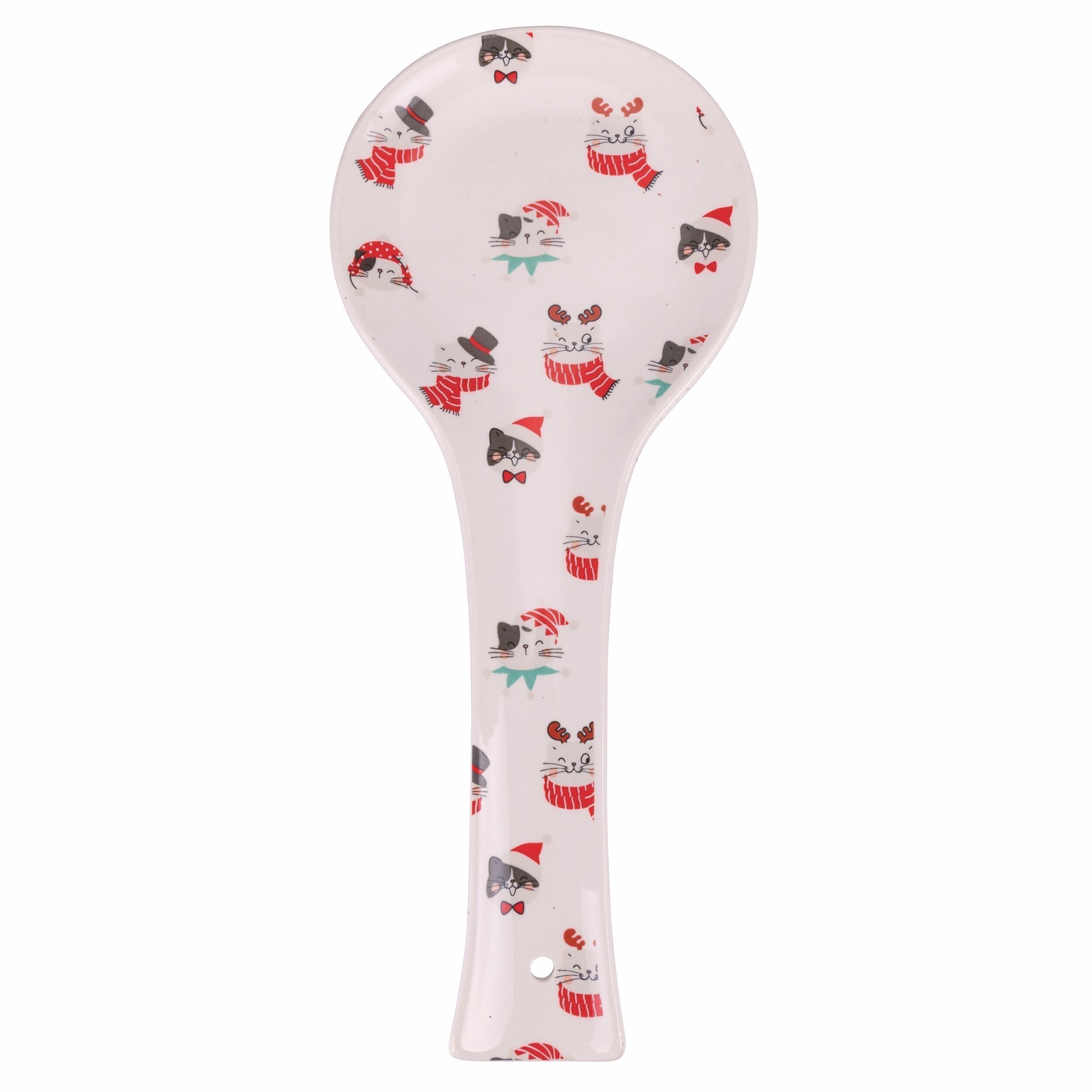 Keramik-Weihnachtslöffelablage, Kätzchen, Xmas Funny