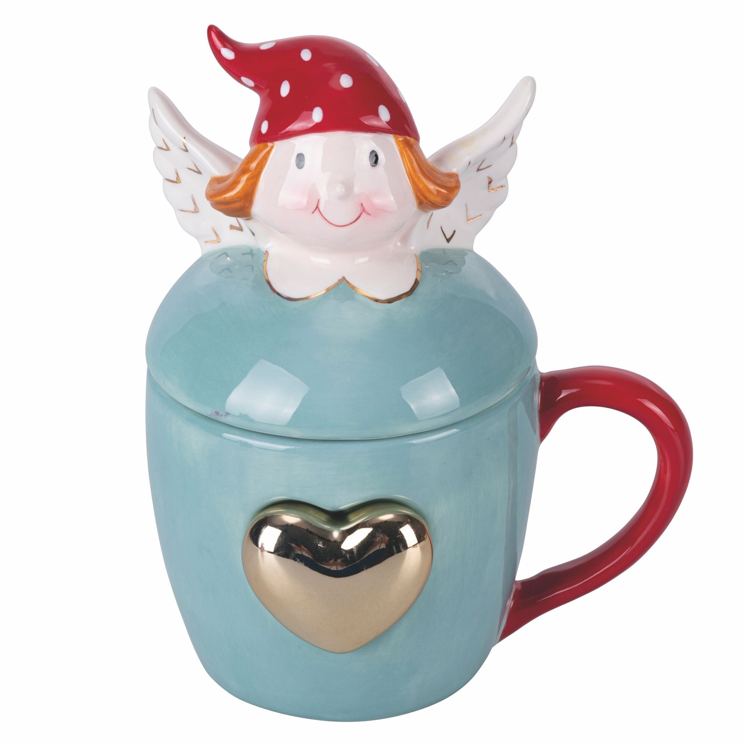 Weihnachtsbecher 400 ml mit salbeigrünem Deckel, Xmas Funny