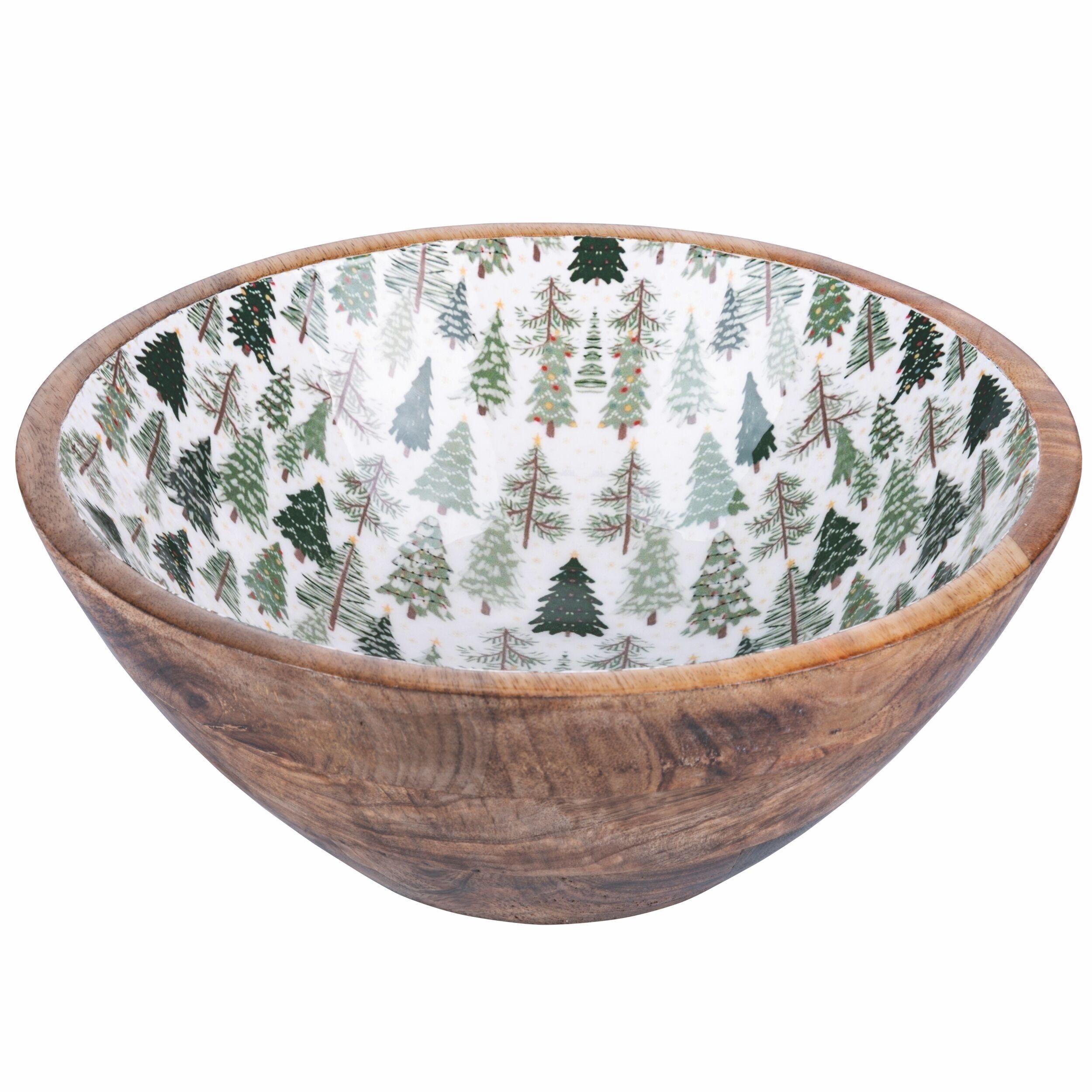 Salatschüssel aus Mangoholz Ø24x9,5 cm, Xmas Nature