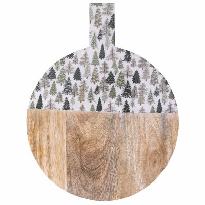 Tabla de cortar redonda de madera de mango Ø 28 cm, Xmas Nature