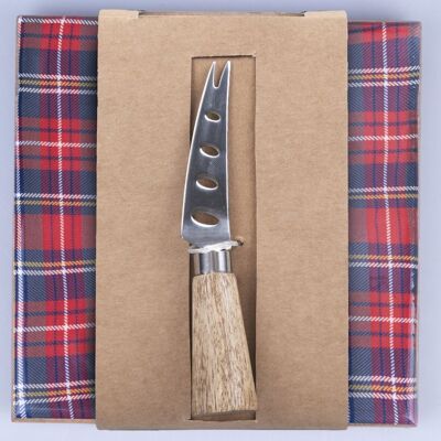 Schneidebrett aus Mangoholz mit Messer, Tartan