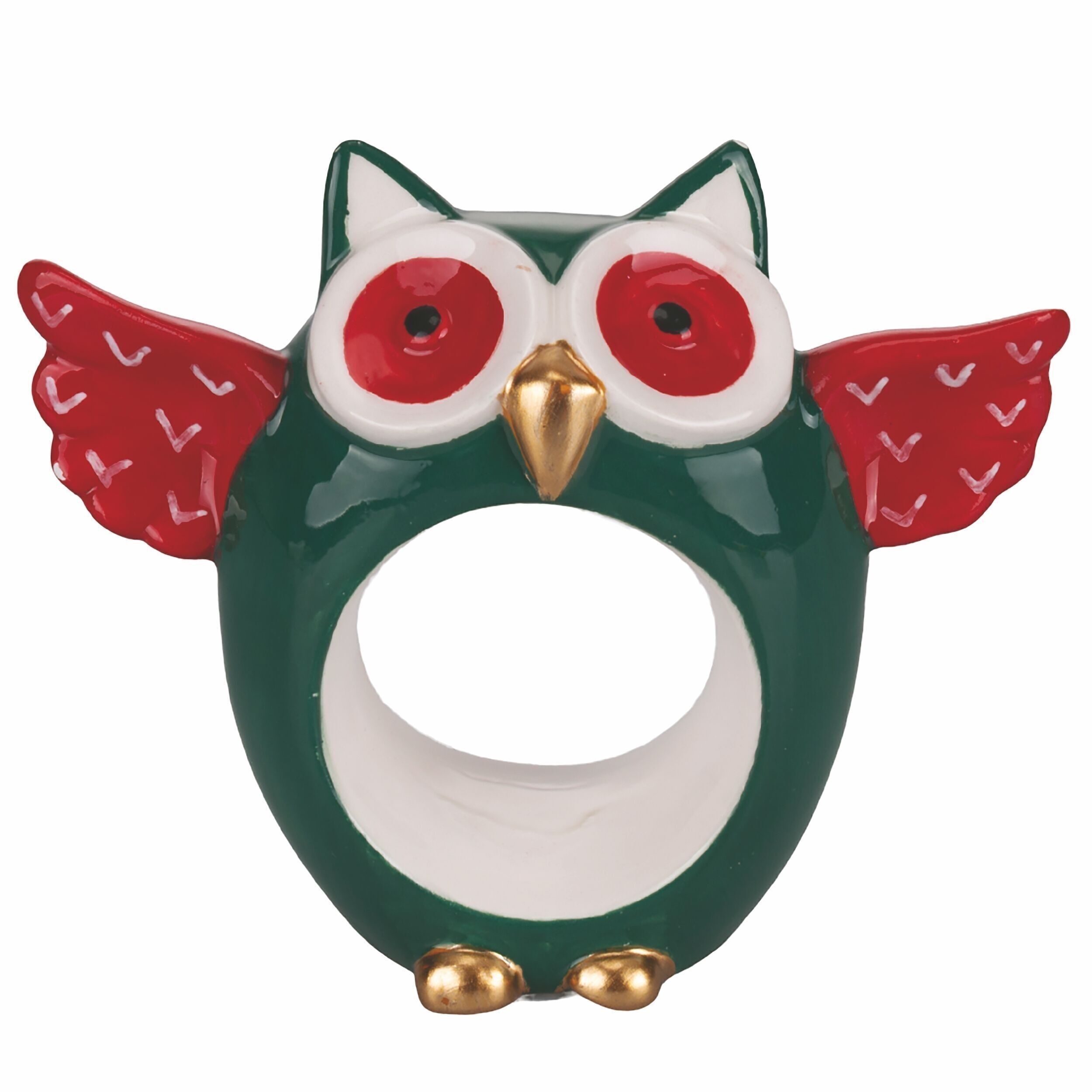 Set of 4 owl ceramic napkin rings, Nordic