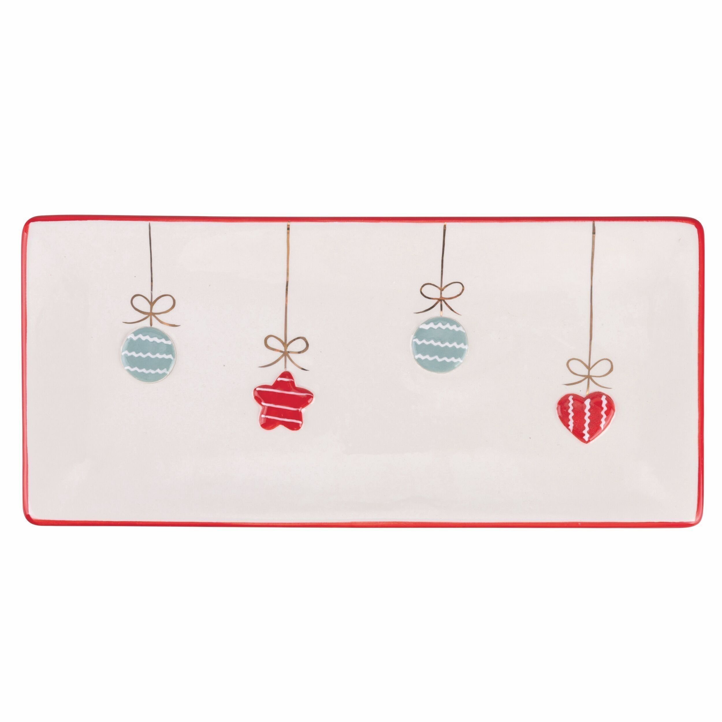 Rechteckiges Keramiktablett 27,5x12,5 cm, Xmas Funny