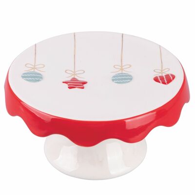 Présentoir à gâteaux de Noël en céramique Ø 20,5xh.10 cm, Noël drôle