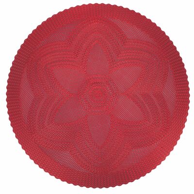 Crochet effect flower placemat Ø 38 cm, Flower Red
