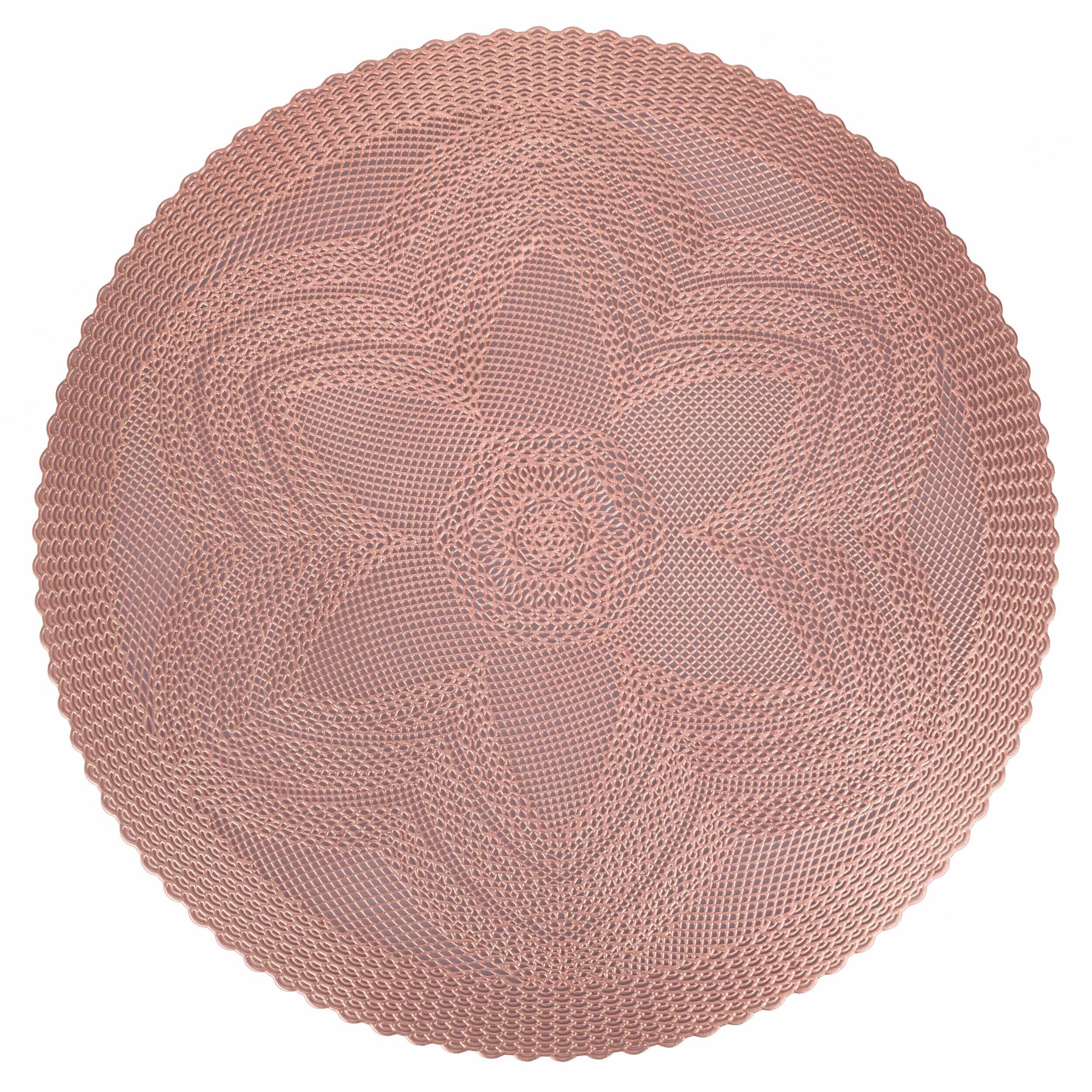 Blumen-Tischset mit Häkeleffekt, Ø38 cm, Flower Rose Gold