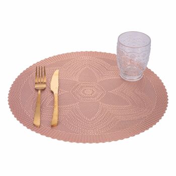 Set de table fleur effet crochet Ø38 cm, Flower Rose Gold 2