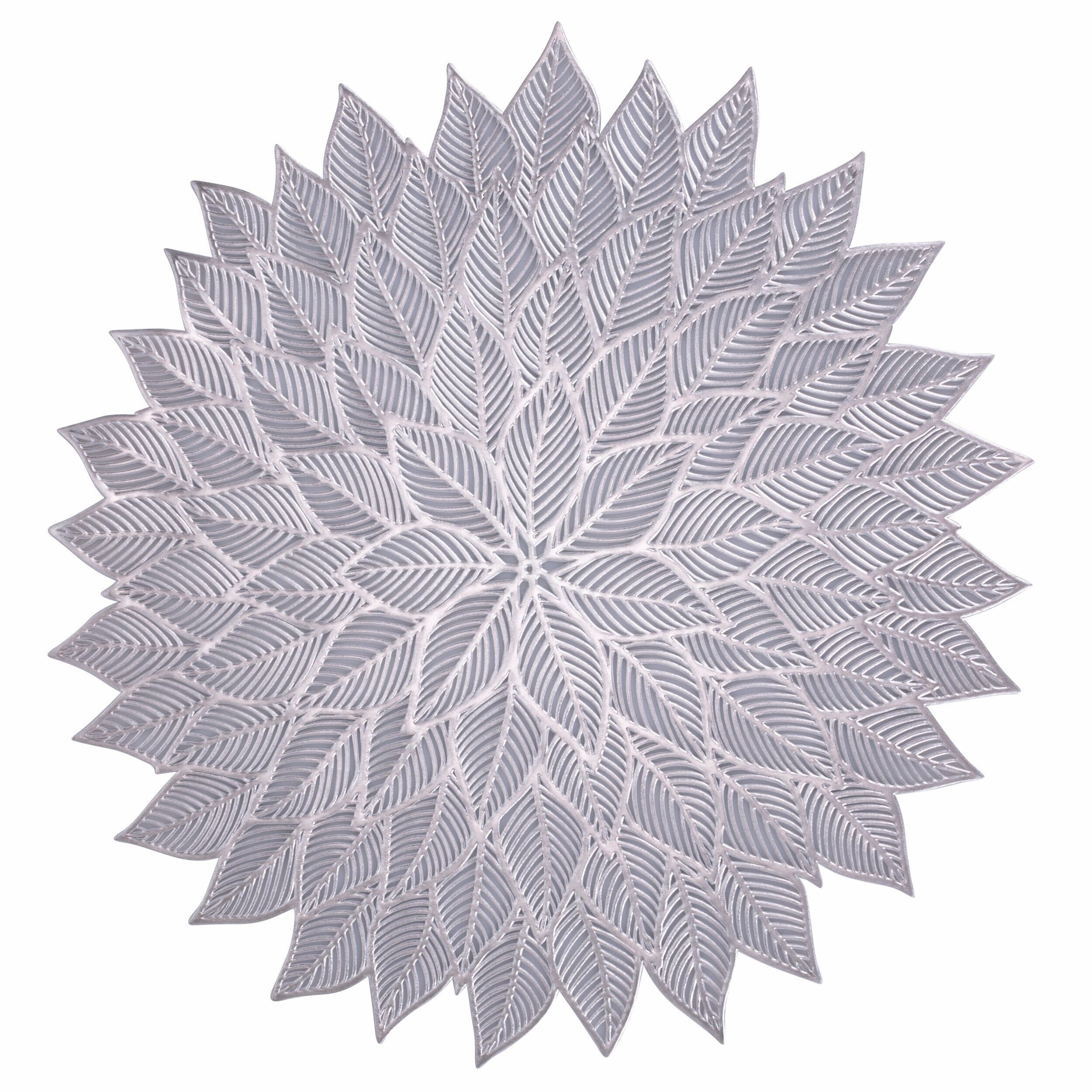 Blumen-Tischset Ø 38 cm, Flower Silver