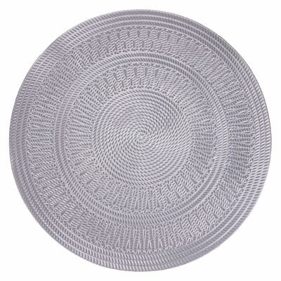 Round crochet effect placemat Ø 38 cm, silver, Xmas