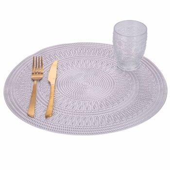 Set de table rond effet crochet Ø 38 cm, argent, Noël 2