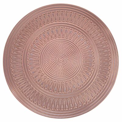 Round crochet effect placemat Ø 38 cm, rose gold, Xmas