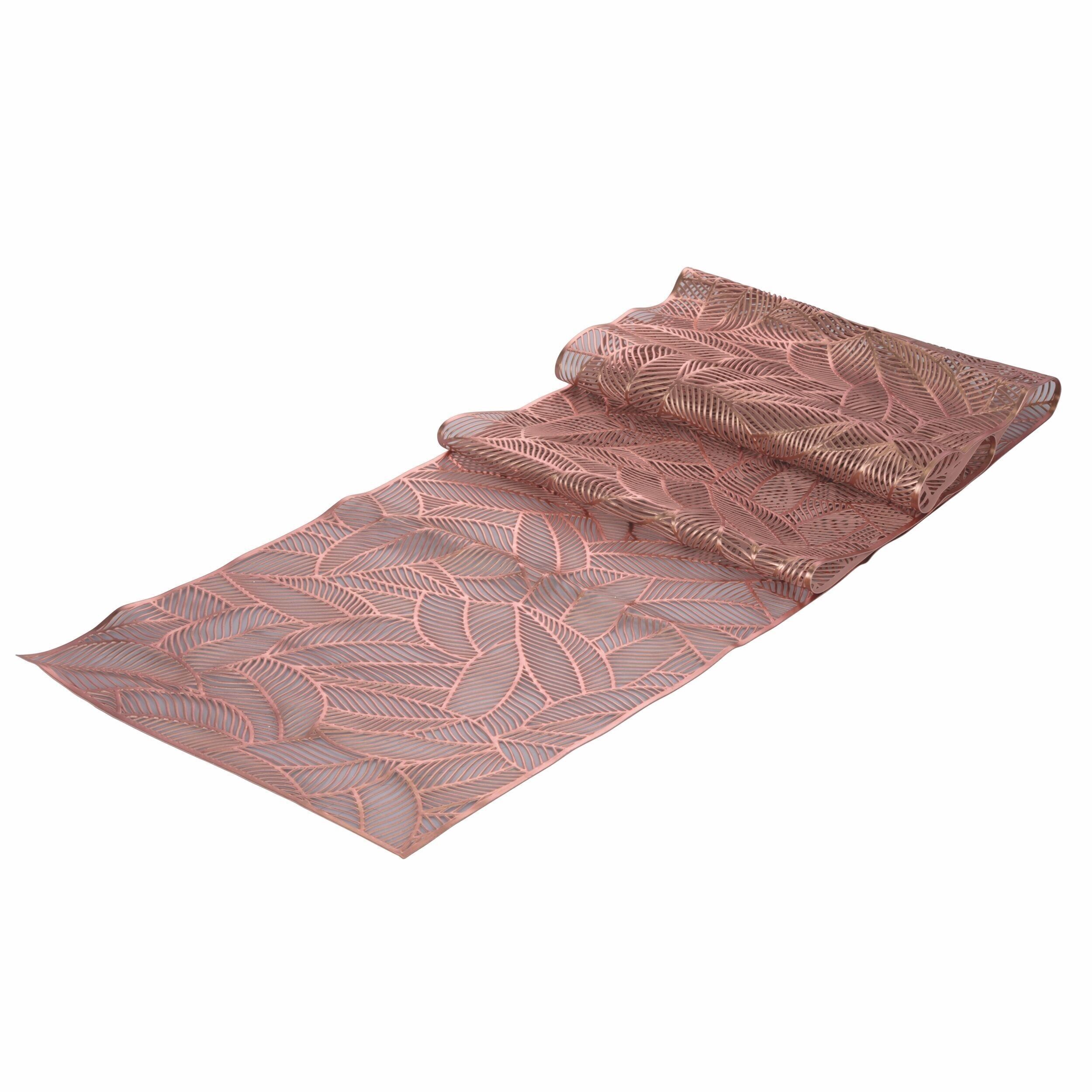 Läuferblätter 180x35 cm Roségold, Weihnachten