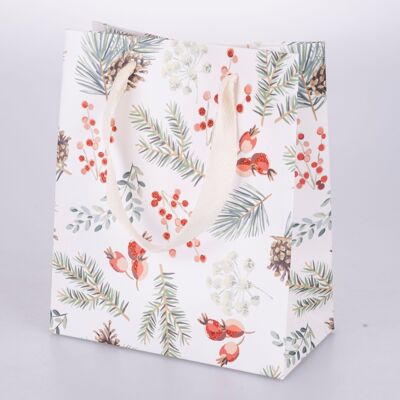 Christmas paper gift bag 16x8x19 cm, Holly