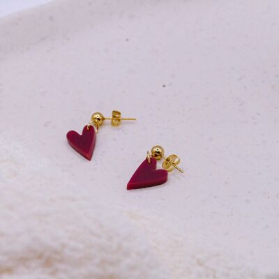 Earrings heart acrylic stainless steel/sterling - lightweight stud earrings wedding hearts