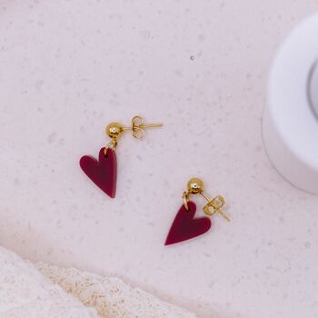 Boucles d'oreilles coeur acrylique acier inoxydable/sterling - boucles d'oreilles légères coeurs de mariage 3