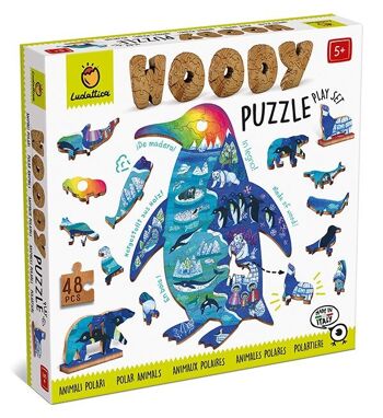 Woody Puzzle 48 pièces - Animaux polaires 1