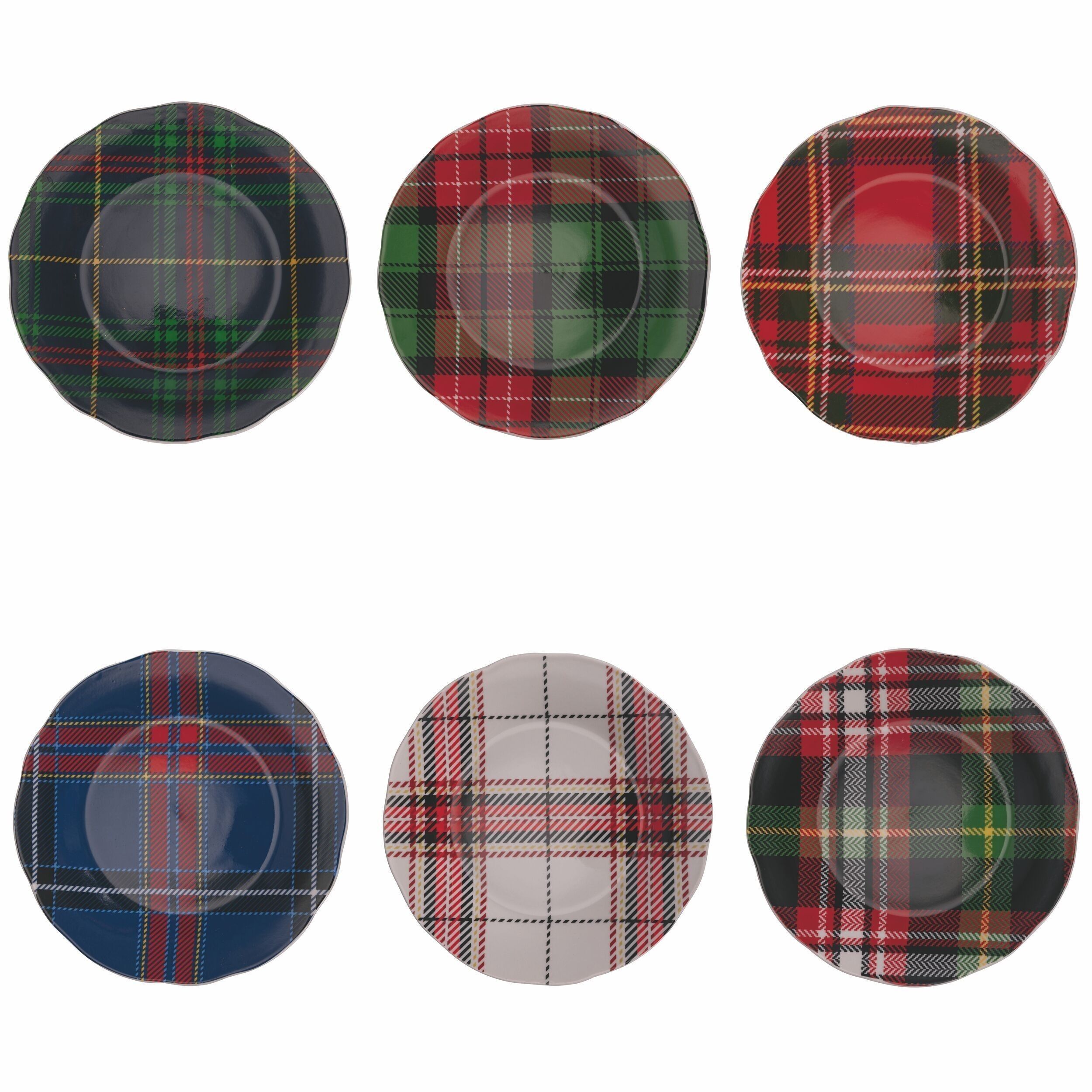 Obstteller aus Porzellan, Tartan-Dekoration, Schottland