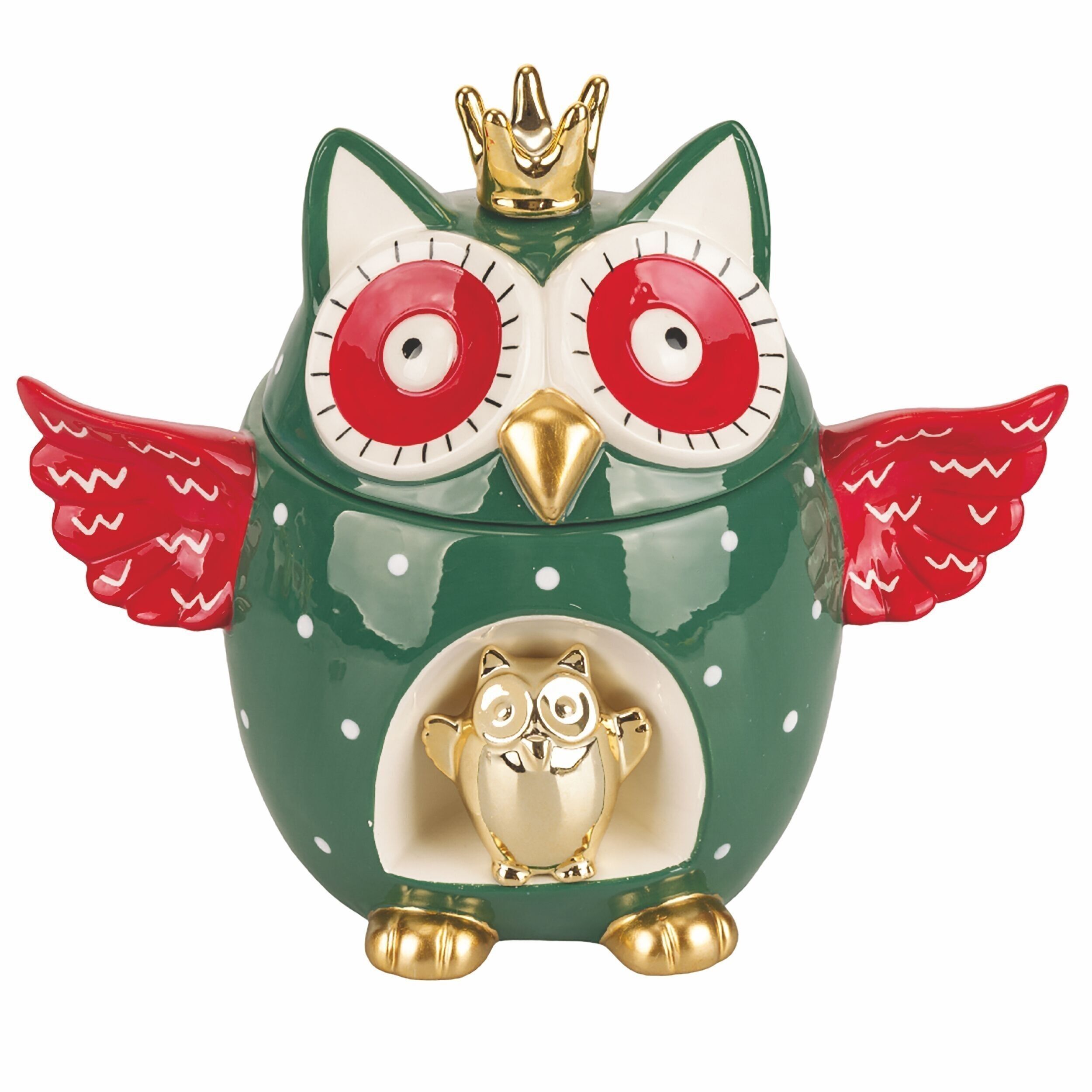 Keramik-Keksdose mit grüner Eule, 300 g, nordisch