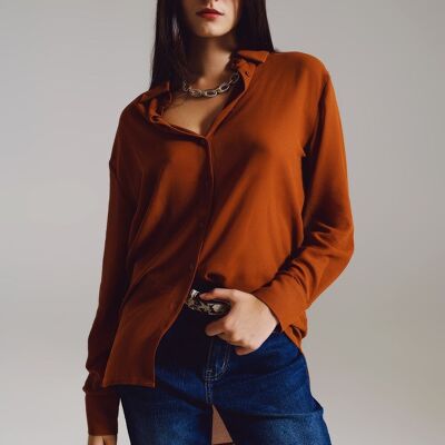 Chiffon shirt in camel color