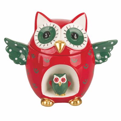 Red ceramic owl jar 150 g, Nordic