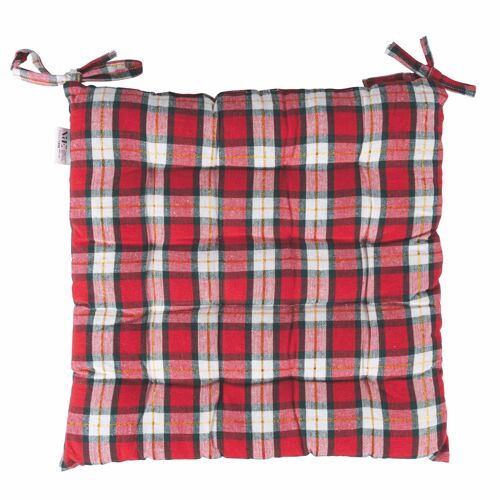 Cuscino sedia natalizio con laccetti 40x40 cm, Tartan