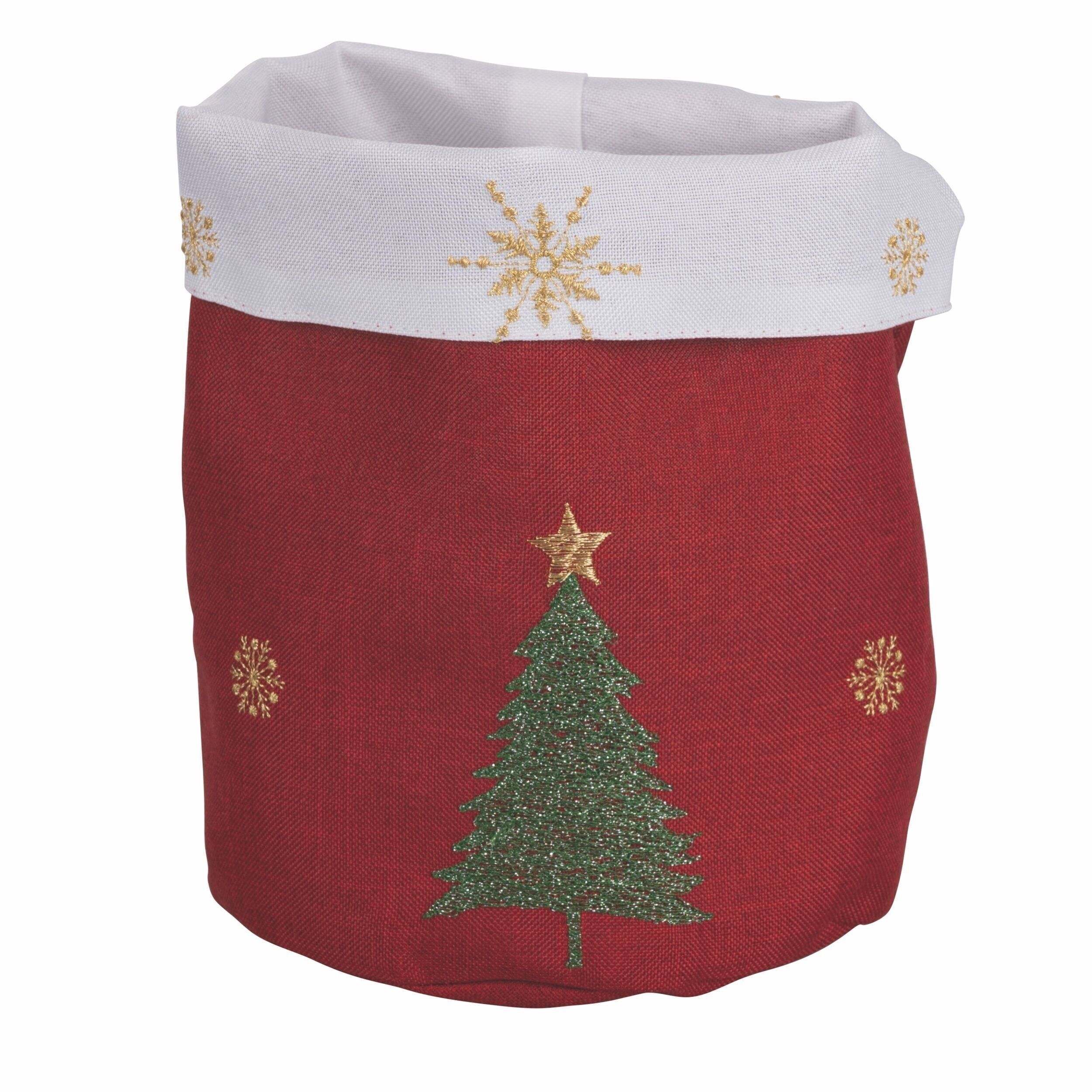 Weihnachtsbrotkorb aus Polyester, roter Baum, Weihnachten