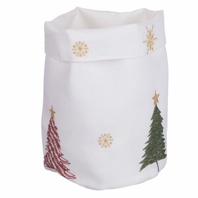 Polyester Christmas bread basket, white trees, Xmas