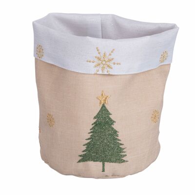 Polyester Christmas bread basket, beige Xmas tree