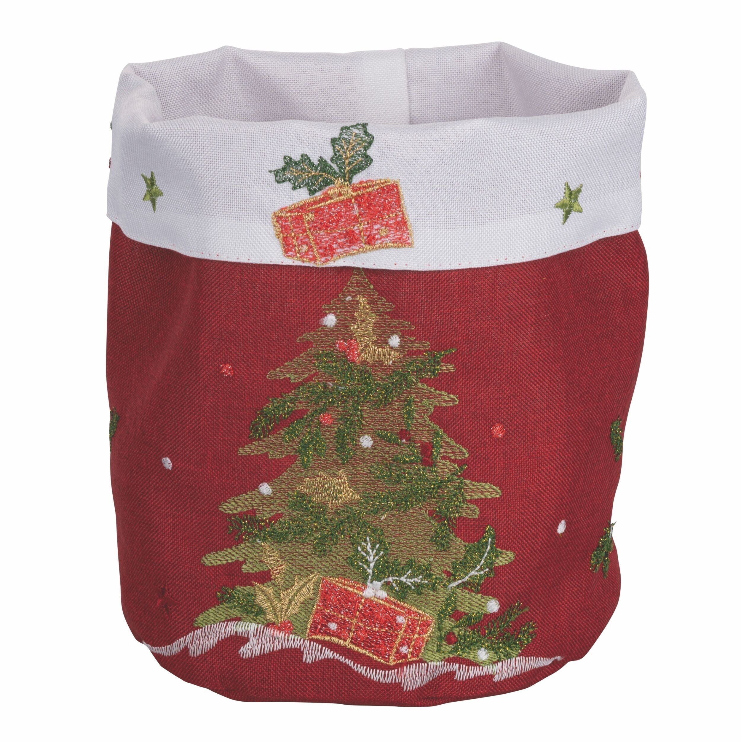 Weihnachtsbrotkorb aus Polyester, roter Baum, Weihnachten