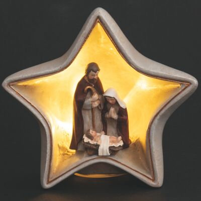 Estrella de nacimiento LED en poliresina 10,5x6x10 cm, XMas
