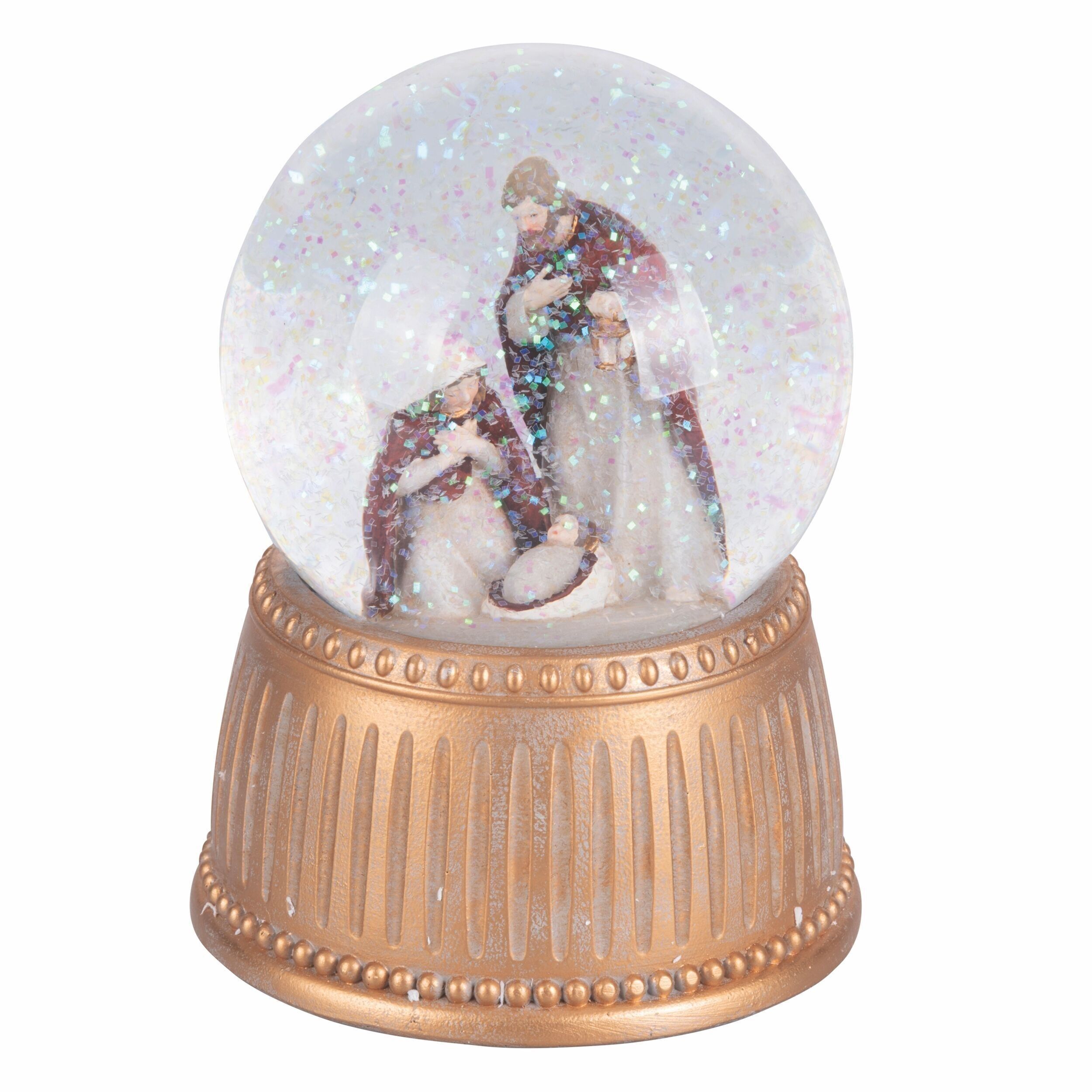 Boîte à musique crèche en verre sphère Ø10x14 cm, Noël