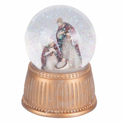 Boîte à musique crèche en verre sphère Ø10x14 cm, Noël