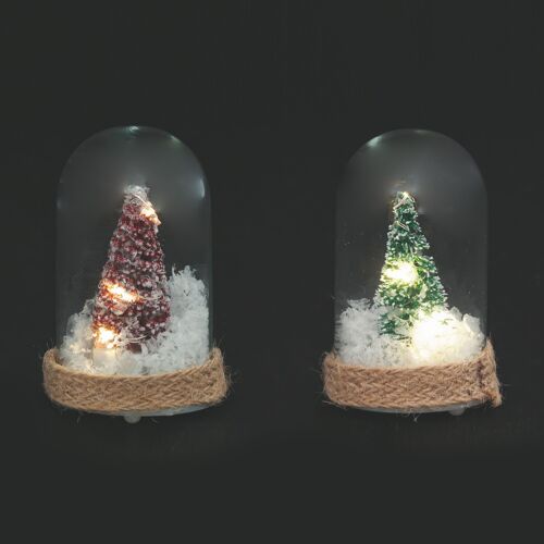 Albero segnaposto natalizio 7cm, vetro-fibra naturale, Xmas